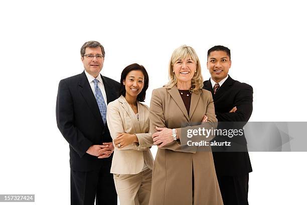 smiling diverse executive business team - four people white background stock pictures, royalty-free photos & images