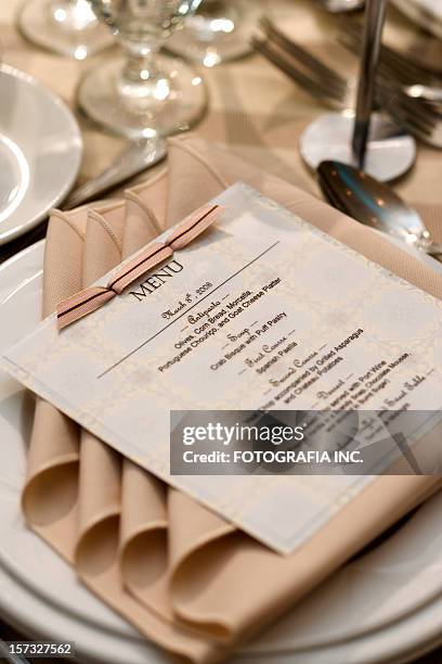 menú para la cena - wedding menu fotografías e imágenes de stock