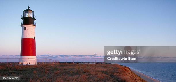 sankaty head lighthouse - nantucket stockfoto's en -beelden