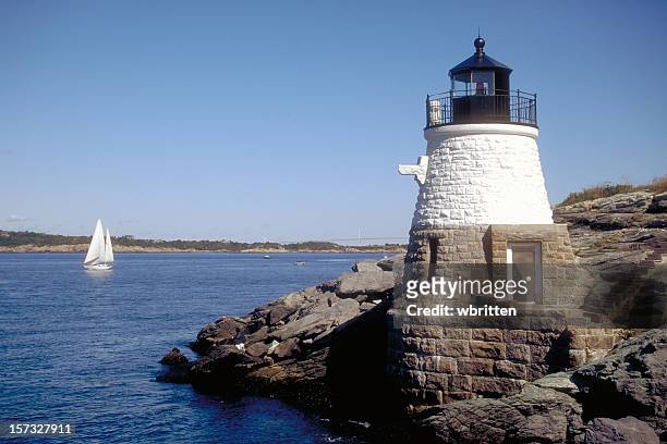 castle hill lighthouse - rhode island sign stock pictures, royalty-free photos & images