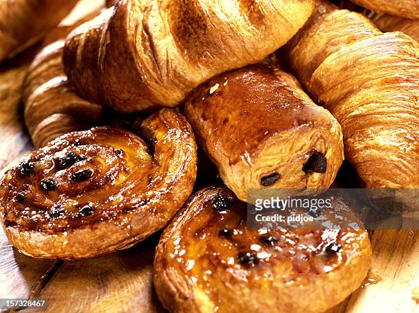 croissants and danish - danish pastries stock pictures, royalty-free photos & images