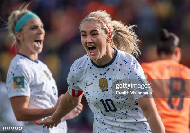 Lindsey Horan of USA celebrates scoring her team's goal during the FIFA Women's World Cup Australia & New Zealand 2023 Group E match between USA and...