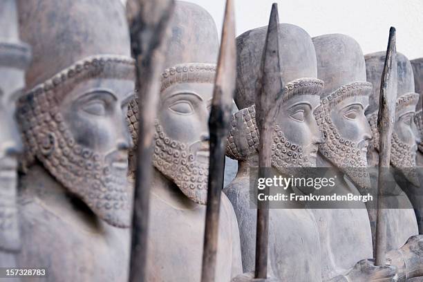 persian warriors in line - persian stock pictures, royalty-free photos & images