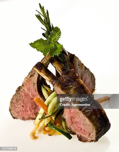 lamb chops and vegetables - lamb chop stock pictures, royalty-free photos & images