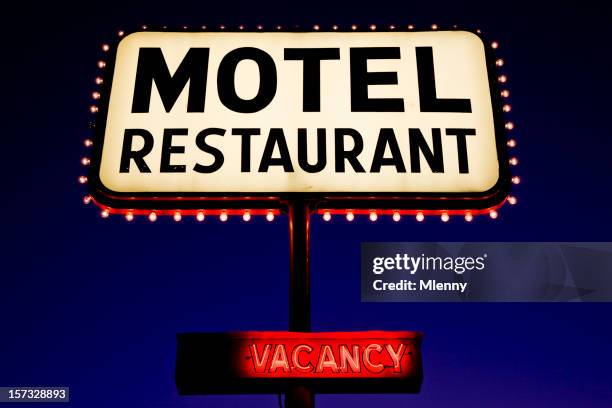 motel advertising sign - back lit signage stock pictures, royalty-free photos & images