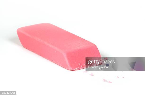 pink eraser - first mistake - eraser stockfoto's en -beelden