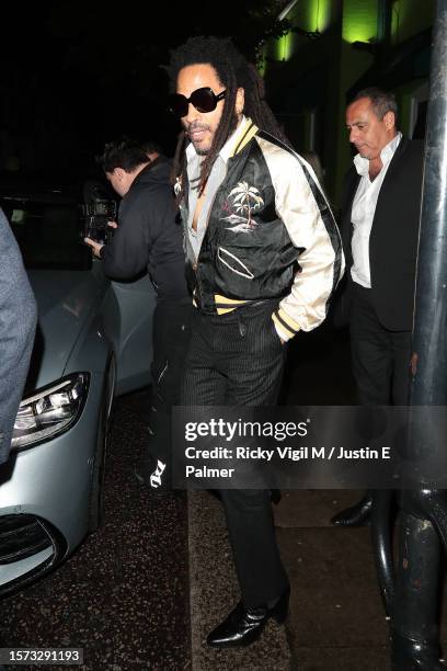 Lenny Kravitz seen leaving Mick Jagger's 80th birthday party at Embargo Republica nightclub in Chelsea on July 26, 2023 in London, England.