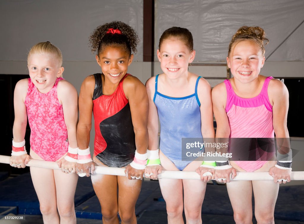 Young Women Gymnasts in a Gym