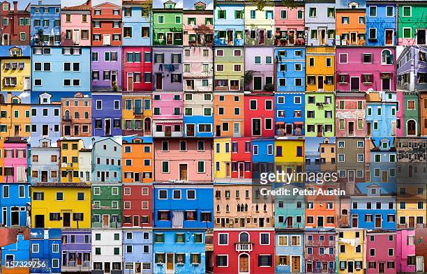 house and home in colour - xxxlarge - multi colored photos stockfoto's en -beelden