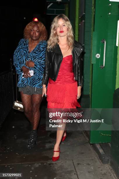 Georgia May Jagger seen leaving Mick Jagger's 80th birthday party at Embargo Republica nightclub in Chelsea on July 26, 2023 in London, England.