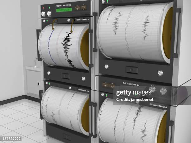 seismograph machine room angle view - aardbeving stockfoto's en -beelden