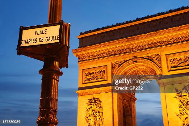 arco del triunfo - plaza charles de gaulle fotografías e imágenes de stock