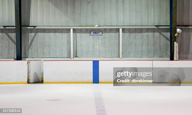 empty player bench at a hockey arena - hockey rink stock pictures, royalty-free photos & images