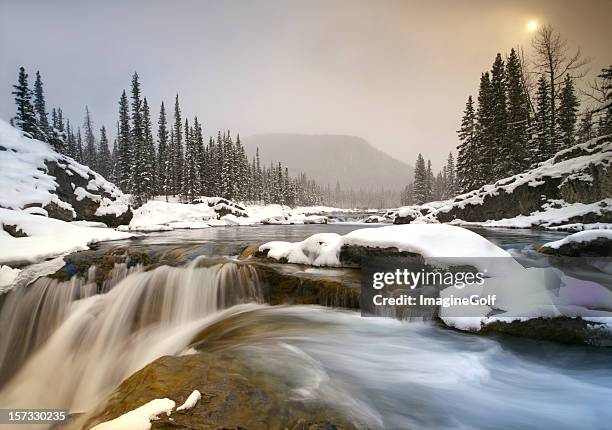 alberta winter malerischen in kananaskis - kananaskis stock-fotos und bilder