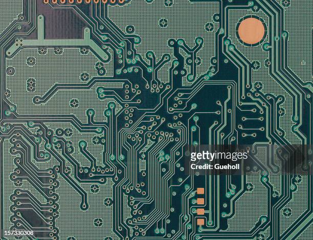 a dull green and complex circuit board - birthplace of silicon valley stockfoto's en -beelden