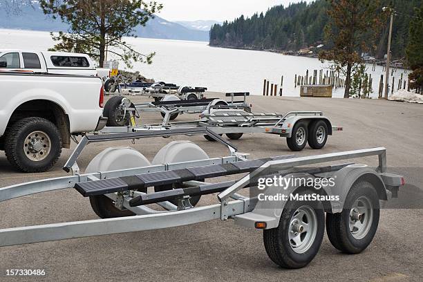 boat trailers with trucks - trailer stock pictures, royalty-free photos & images