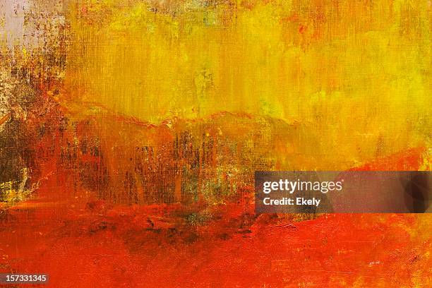 abstrato arte pintada de fundo amarelo e vermelho. - bloco de cor imagens e fotografias de stock