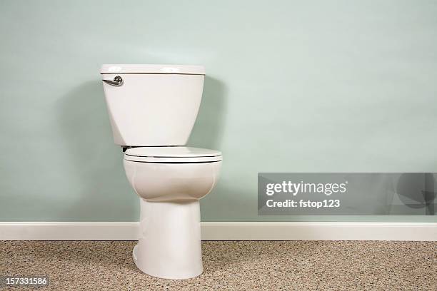 toilet with copyspace - toilet bowl stock pictures, royalty-free photos & images