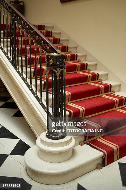 antique iron railing - red carpet stairs stock pictures, royalty-free photos & images