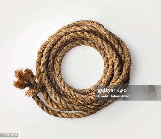 coiled rope on isolated background - frayed fabric stock pictures, royalty-free photos & images