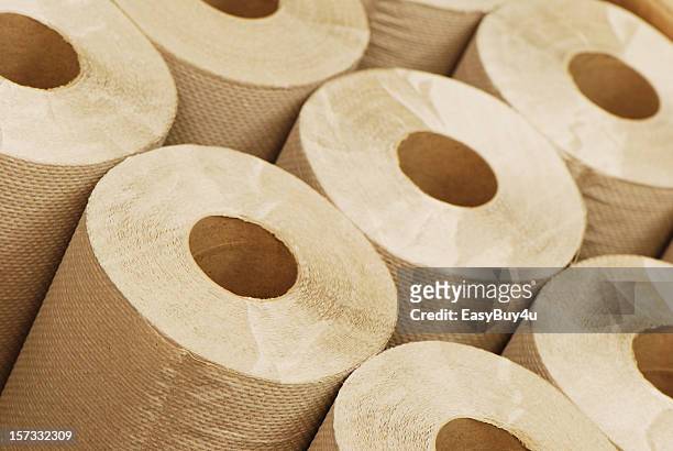 rolls of paper towel - brown paper towel stock pictures, royalty-free photos & images