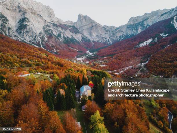 theth national park view from air - albanian stock pictures, royalty-free photos & images