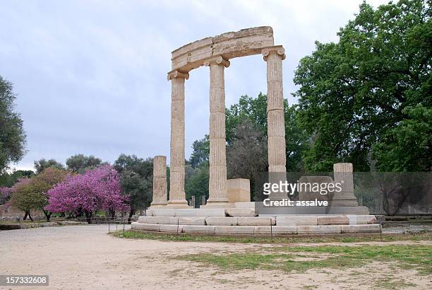 philippeion at ancient olympia - ancient olympia greece stock pictures, royalty-free photos & images