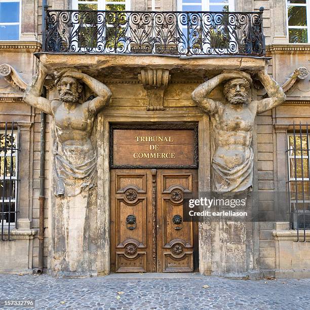 aix: doorway with caryatids - aix en provence stock pictures, royalty-free photos & images