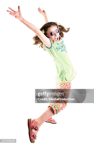 jump - girl sandals stock pictures, royalty-free photos & images