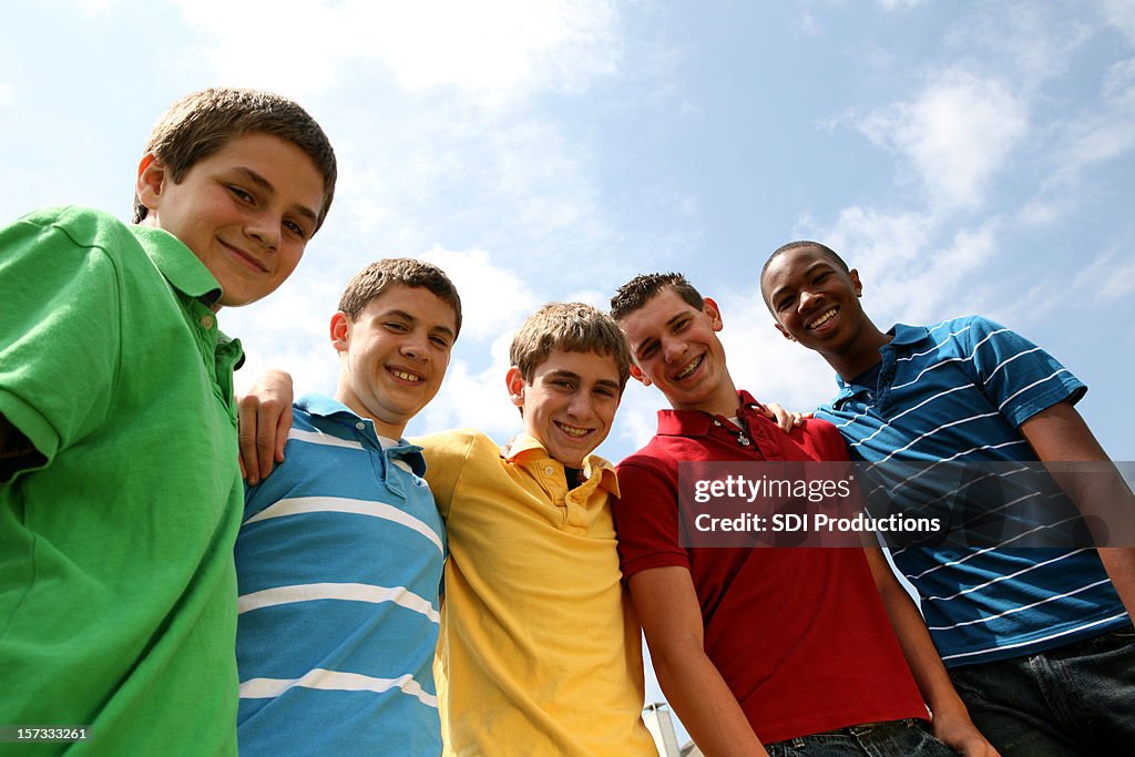 Five Teenage Boys Outside Together