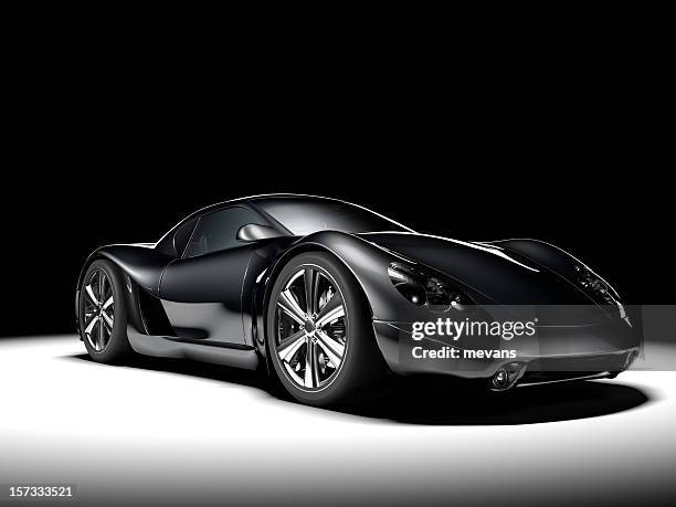 black sports car - mercedes stockfoto's en -beelden