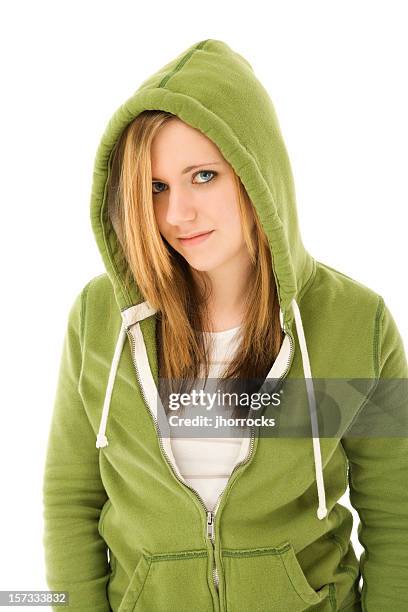 casual teen in green - emo girl stock pictures, royalty-free photos & images