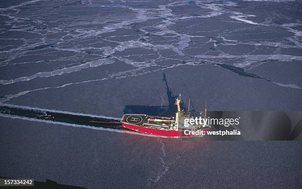 marine seismic in canada's arctic - ice breaker stock pictures, royalty-free photos & images