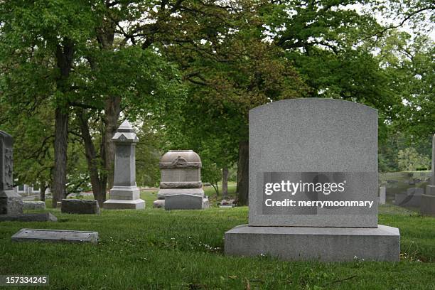 a cemetery and tombstone in the daylight - churchyards stock pictures, royalty-free photos & images