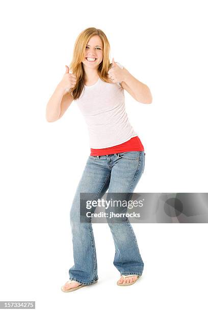 enthusiastic teen - red flip flops isolated stock pictures, royalty-free photos & images