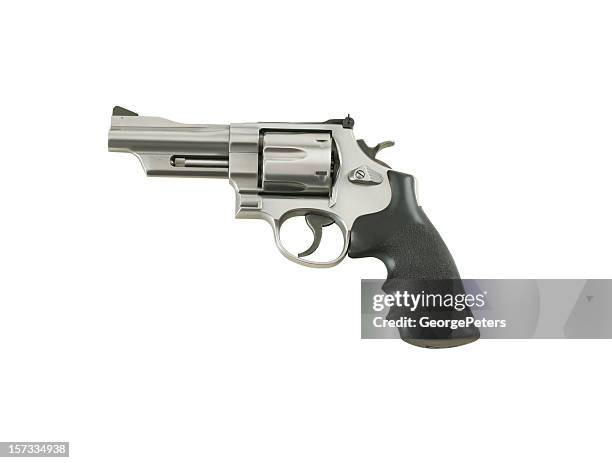 gun mit clipping path - revolver stock-fotos und bilder
