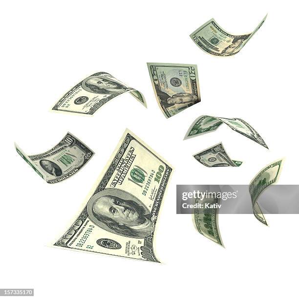 falling money (xxl) - 100 dollars stockfoto's en -beelden