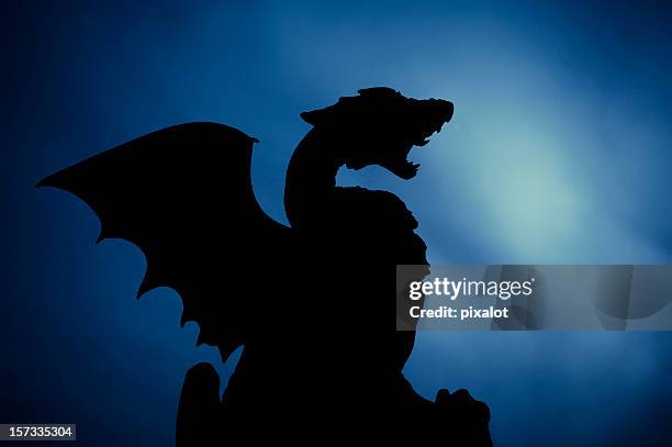 dragon silhouette - dragon stock pictures, royalty-free photos & images