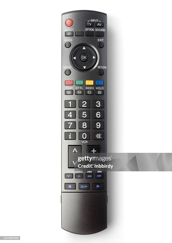 TV remote control (clipping path), isolated on white background