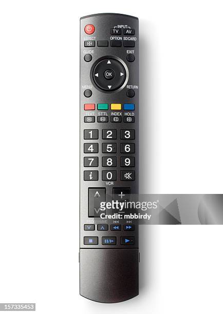 tv remote control (clipping path), isolated on white background - control stock pictures, royalty-free photos & images