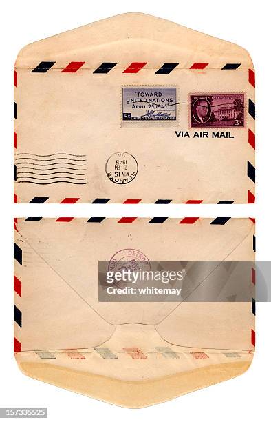 airmail envelope from usa, 1945 - 1945 stock pictures, royalty-free photos & images