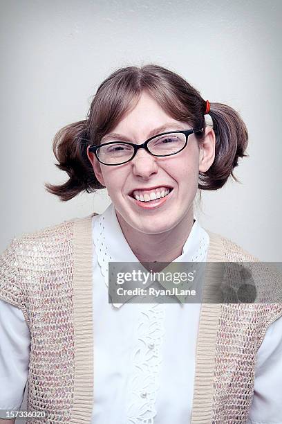 nerd girl highschool picture - nerd stock pictures, royalty-free photos & images