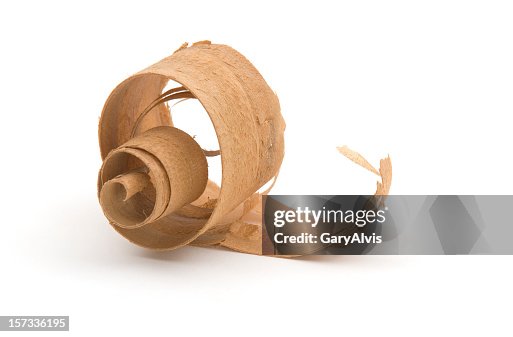 Close-up Wood Curl/Shaving #10-isolated on white