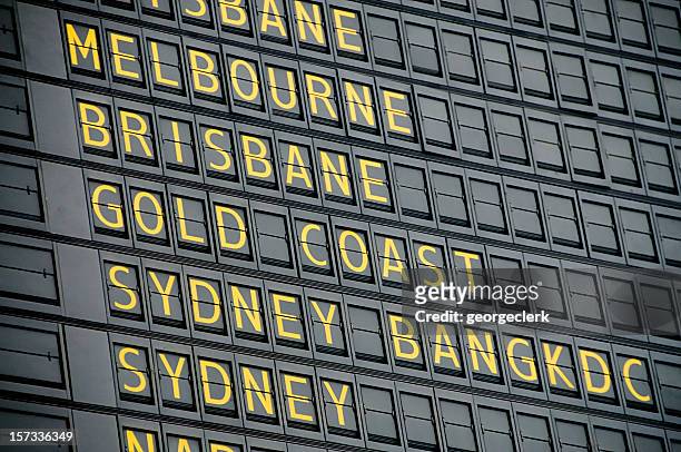 australian departure board - melbourne australia stock pictures, royalty-free photos & images