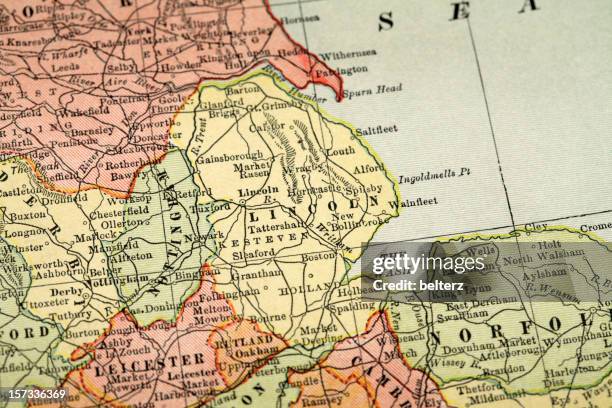 lincolnshire - nottinghamshire map stock pictures, royalty-free photos & images