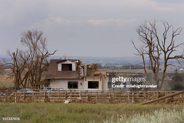 home ripped in half by tornado outside windsor, colorado - greeley colorado stock pictures, royalty-free photos & images