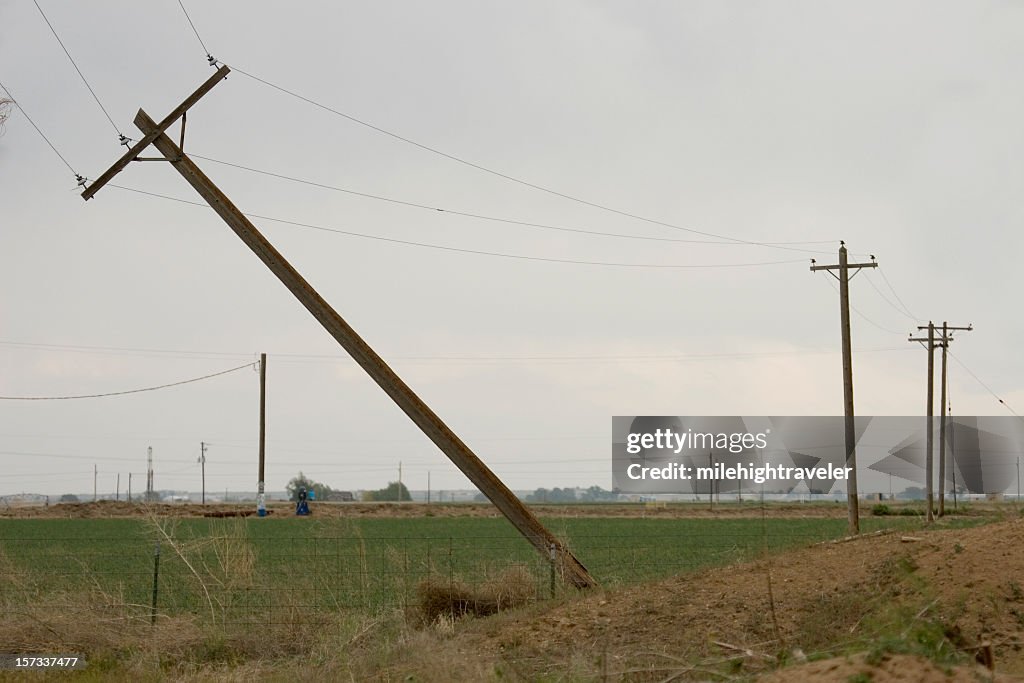 Tornado twisted and snapped power lines Greeley Colorado