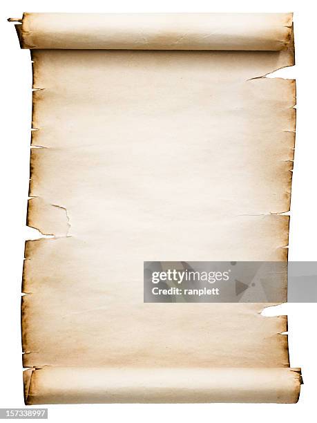 blank antique scroll (clipping path; xxl) - rolled up stockfoto's en -beelden