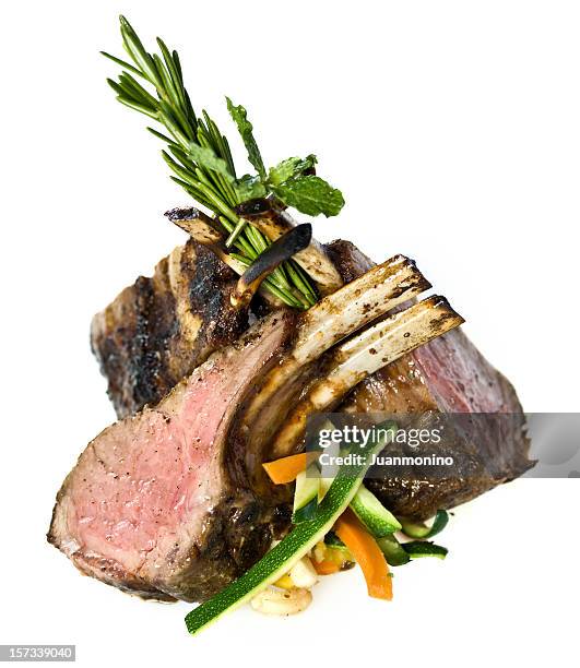 lamb chops and vegetables - lamb chop stock pictures, royalty-free photos & images