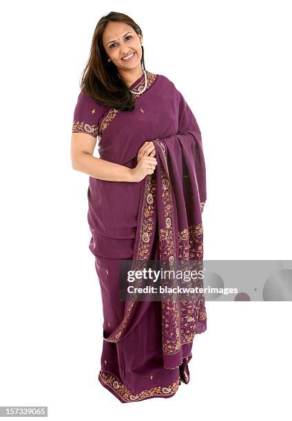 standing woman - sari isolated stock pictures, royalty-free photos & images